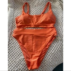 NWT Aerie Bikini Top & Bottom XL Orange Shine